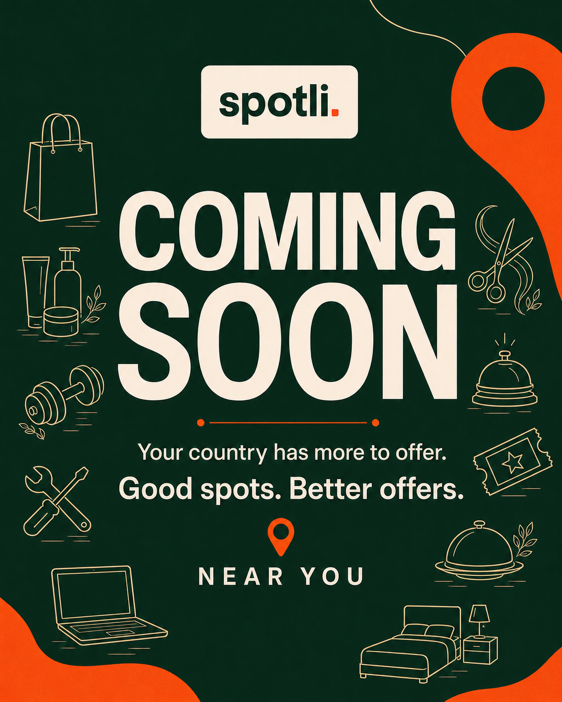 Spotli coming soon campaign featuring local business categories